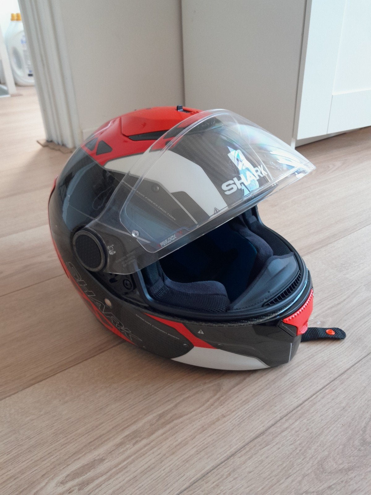 shark full carbon helm met D-sluiting, Ophalen, Tweedehands, L, Integraalhelm