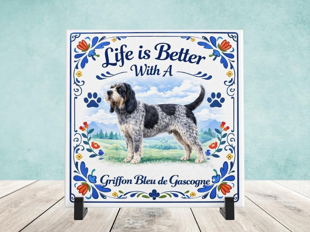 Life is Better With a Griffon Blue de Gascogne - Tegel, Huis en Inrichting, Woonaccessoires | Tekstborden en Spreuken, Nieuw, Verzenden