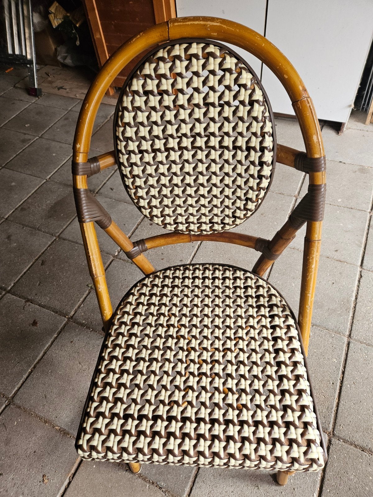 Vintage bistrostoel van bamboe en rotan, Ophalen of Verzenden