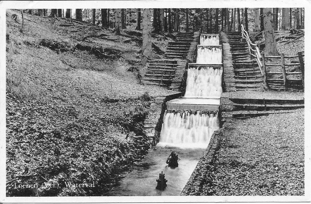 Oude ansichtkaart Loenen (Vel.) Waterval 1956, Verzamelen, Ophalen of Verzenden, 1940 tot 1960, Gelopen, Gelderland
