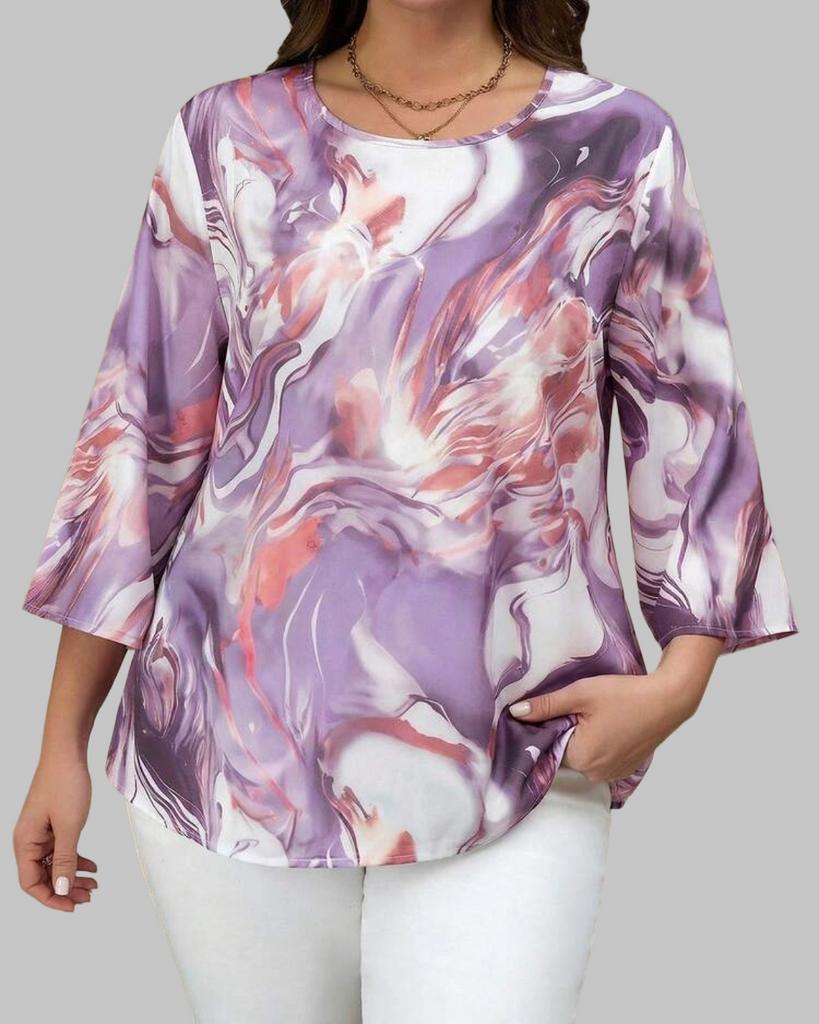 Stijlvolle Dames Top met Marmerprint (44-52), Kleding | Dames, Grote Maten, Verzenden, Nieuw, Roze, Shirt of Top