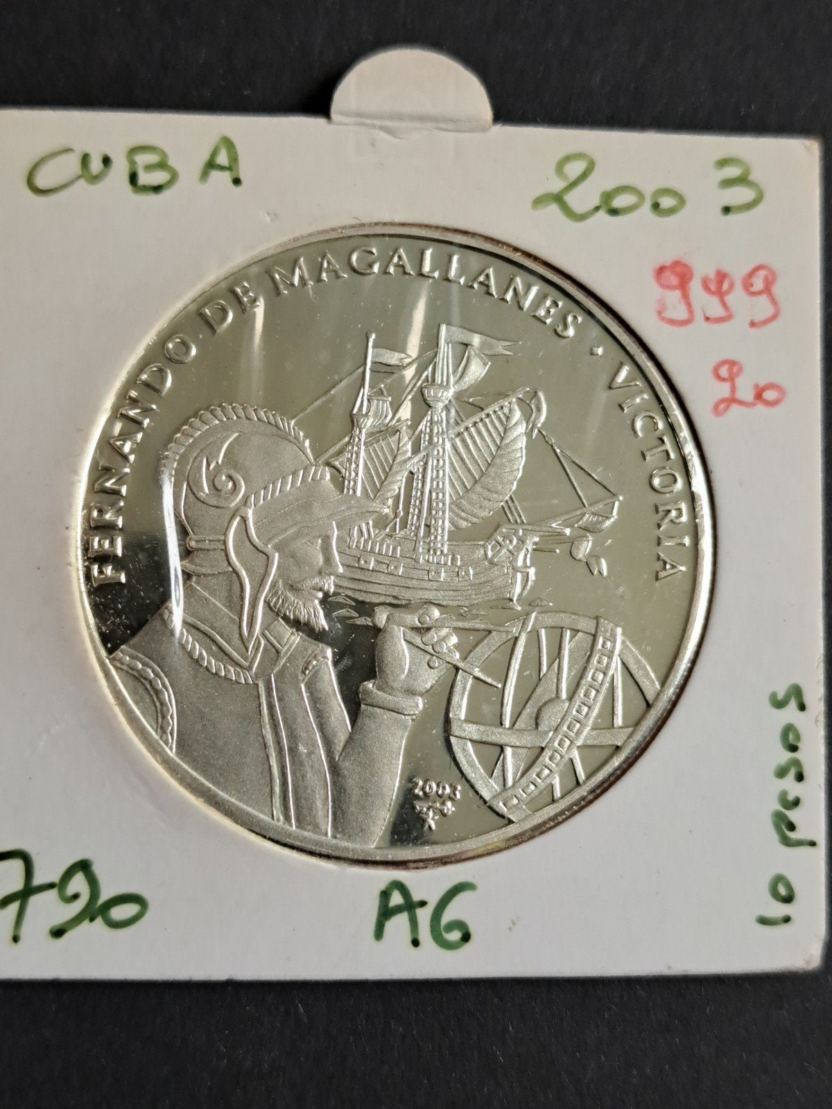 Cuba 10 pesos 2003, Ophalen of Verzenden, Midden-Amerika, Losse munt, Zilver