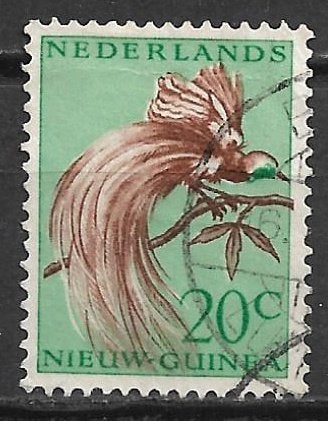 Nederlands Nieuw Guinea 1954 Paradijsvogel, Postzegels en Munten, Ophalen of Verzenden, Gestempeld, Nieuw-Guinea