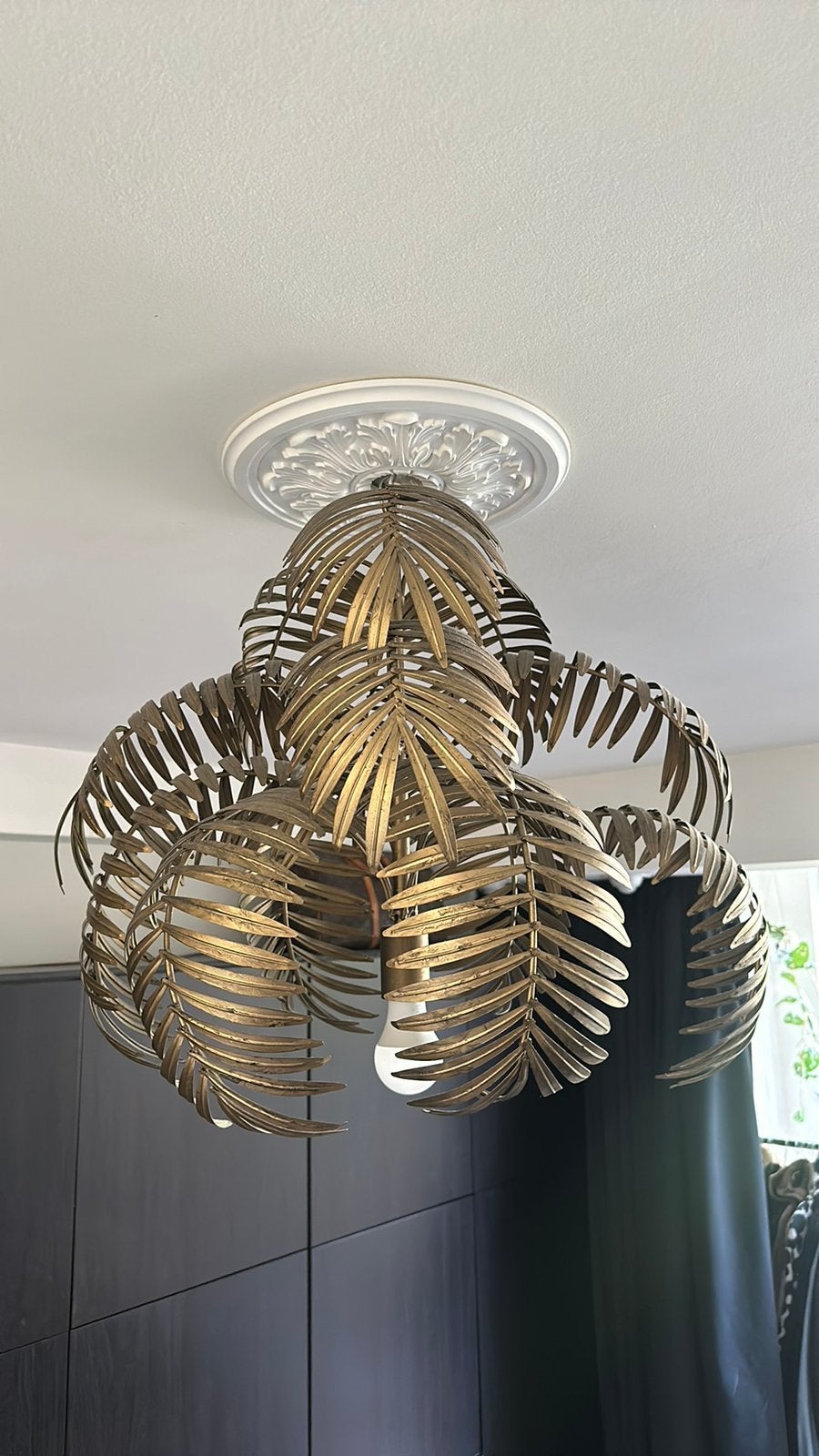 Palm palmblad palmboom lamp kroonluchter goud plafondlamp, Ophalen, Annanina anna nina scandinavian jungle palm japandi wabisabi