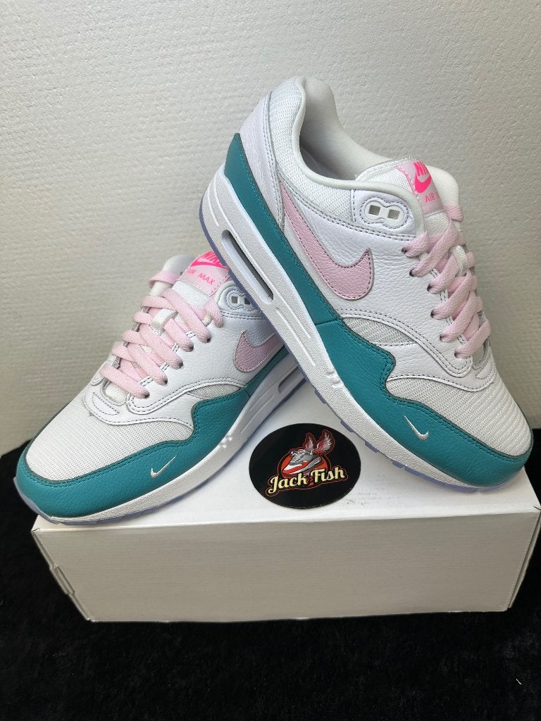 Nike Air Max 1 By You “White Pink Teal” - Size 40, Nike, Nieuw, Ophalen of Verzenden, Sneakers of Gympen