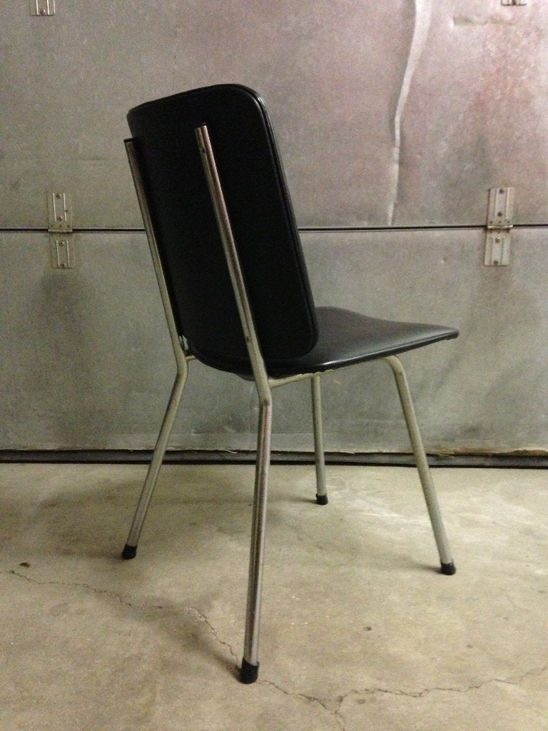 1 vintage jaren 60 stoel Jami Lande chroom en skai, Gebruikt, Hout, Skai, Ophalen of Verzenden