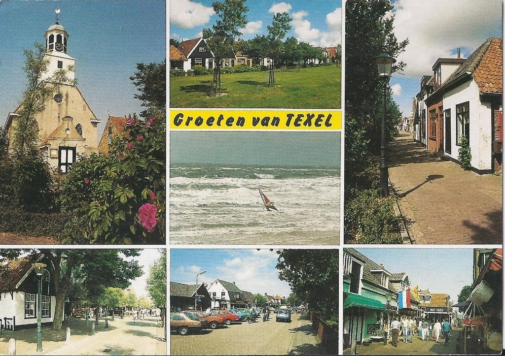 Krt 201 Gelopen ansichtkaart groeten van texel, Ophalen of Verzenden, 1980 tot heden, Gelopen, Waddeneilanden