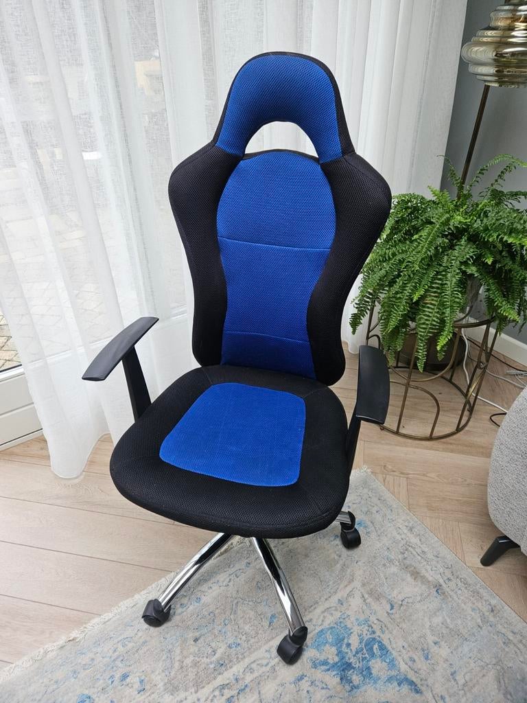 Bureaustoel/Gamestoel blauw/zwart - Zeer nette staat, Gaming bureaustoel, Blauw, Ophalen of Verzenden, Zo goed als nieuw