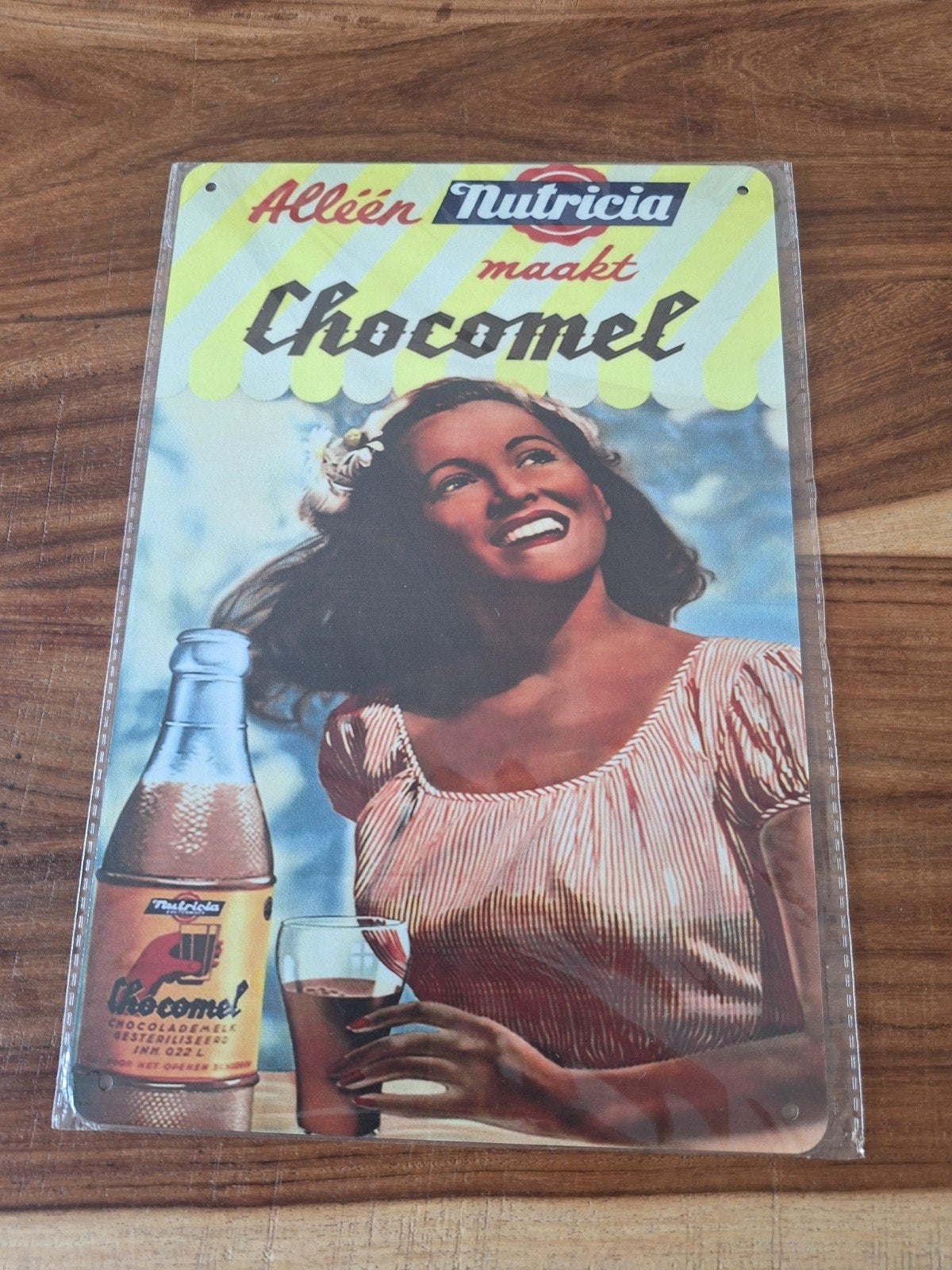 Vintage Chocomel reclamebord - Nutricia, Verzamelen, Ophalen of Verzenden, Zo goed als nieuw, Reclamebord