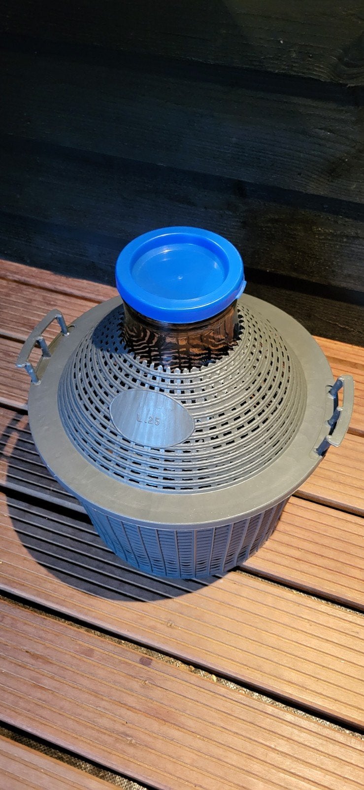 Glazen gistfles / wijnballon 25 liter met mand, Ophalen