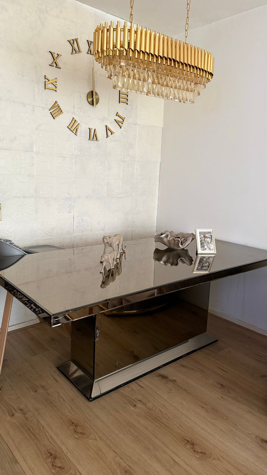 Spiegel eettafel met beschadigingen, Ophalen, Gebruikt, 50 tot 100 cm, Glas