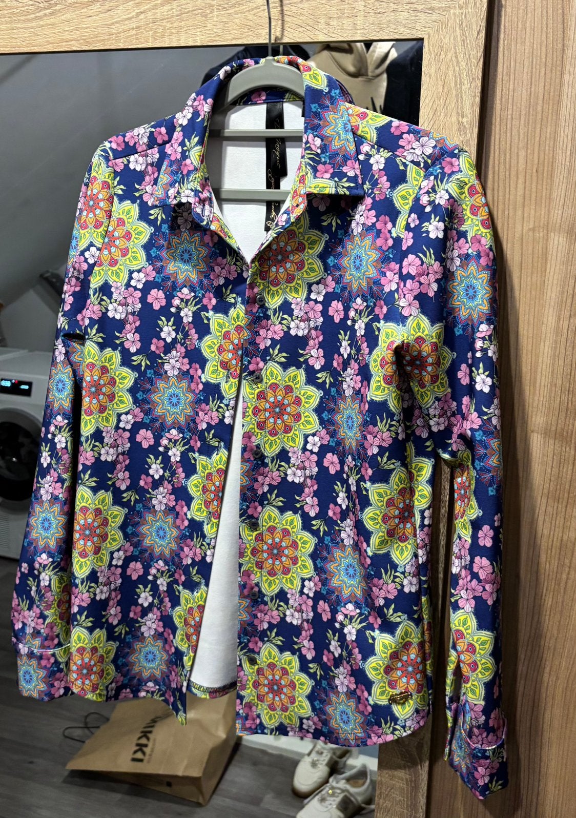 Paars gebloemde blouse Dejacque, Kleding | Dames, Ophalen of Verzenden, Zo goed als nieuw, Maat 36 (S), Meerkleurig