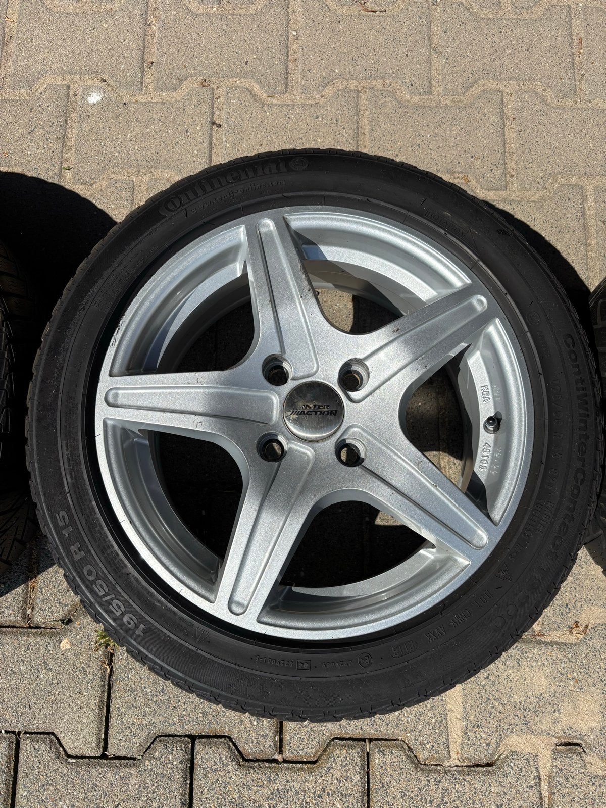 Continental WinterContact TS800 195/50 R15 met velgen, Ophalen, Gebruikt, 15 inch, Banden en Velgen