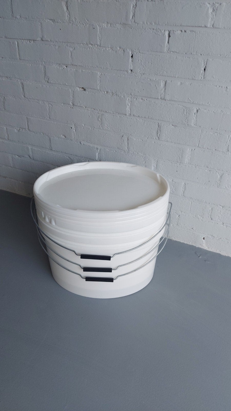 3x Verfmeng emmer met deksel > 10L, Ophalen of Verzenden, Nieuw, Wit