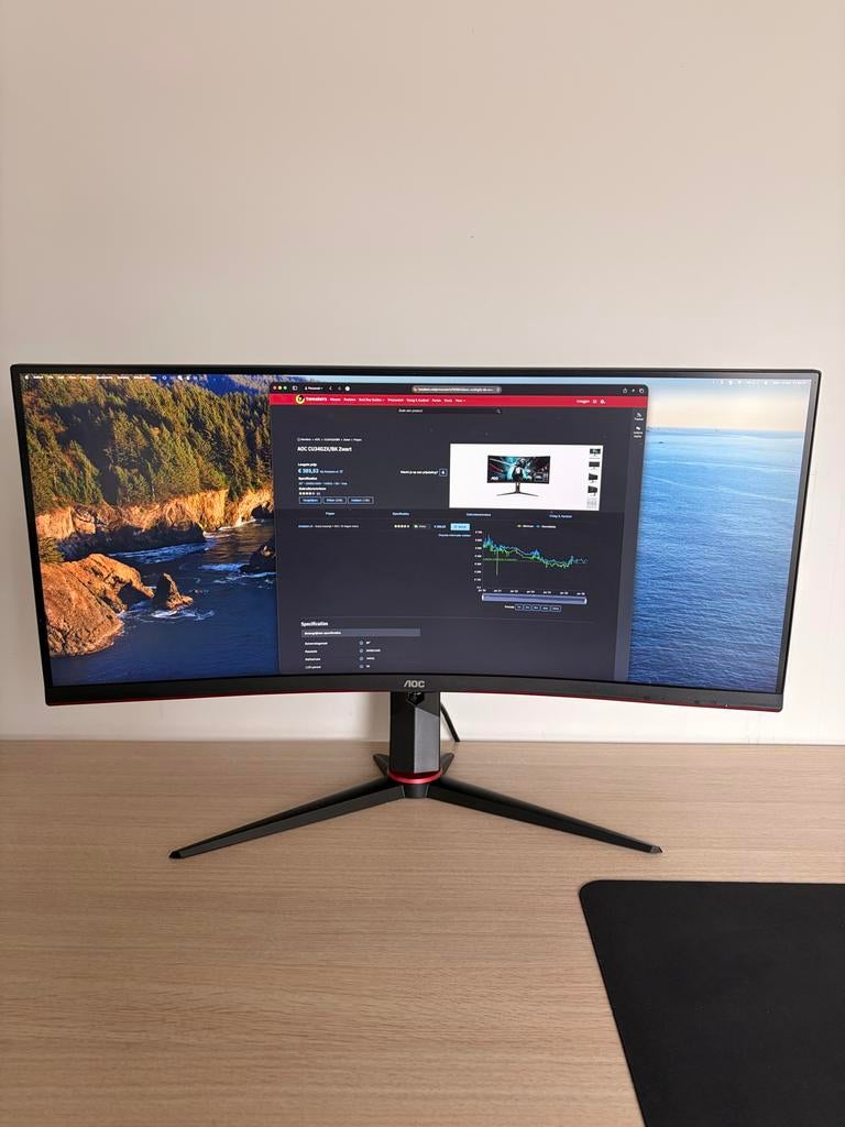 AOC CU34G2X/BK Ultrawide Gaming Monitor, Gaming, Ultrawide, 101 t/m 150 Hz, VA