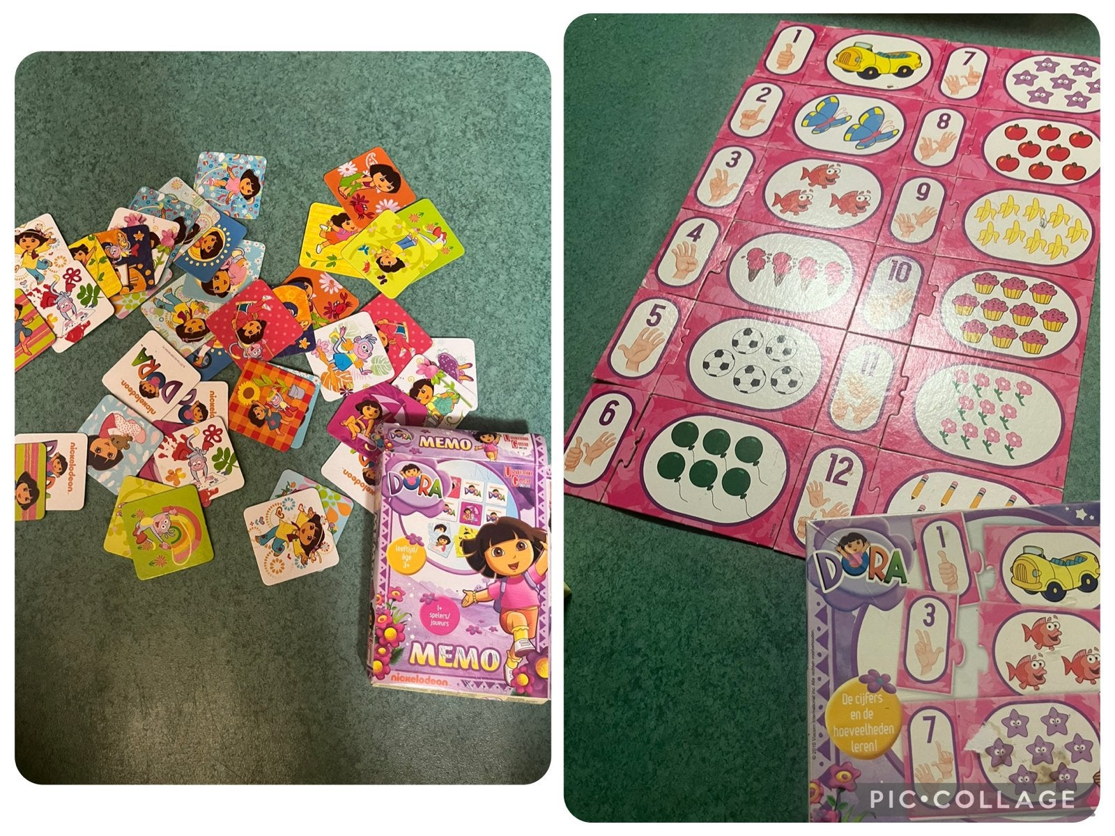 Dora de Explorer Rekenen en Memo Spelletjes Set, Ophalen of Verzenden, Gebruikt, Puzzelen