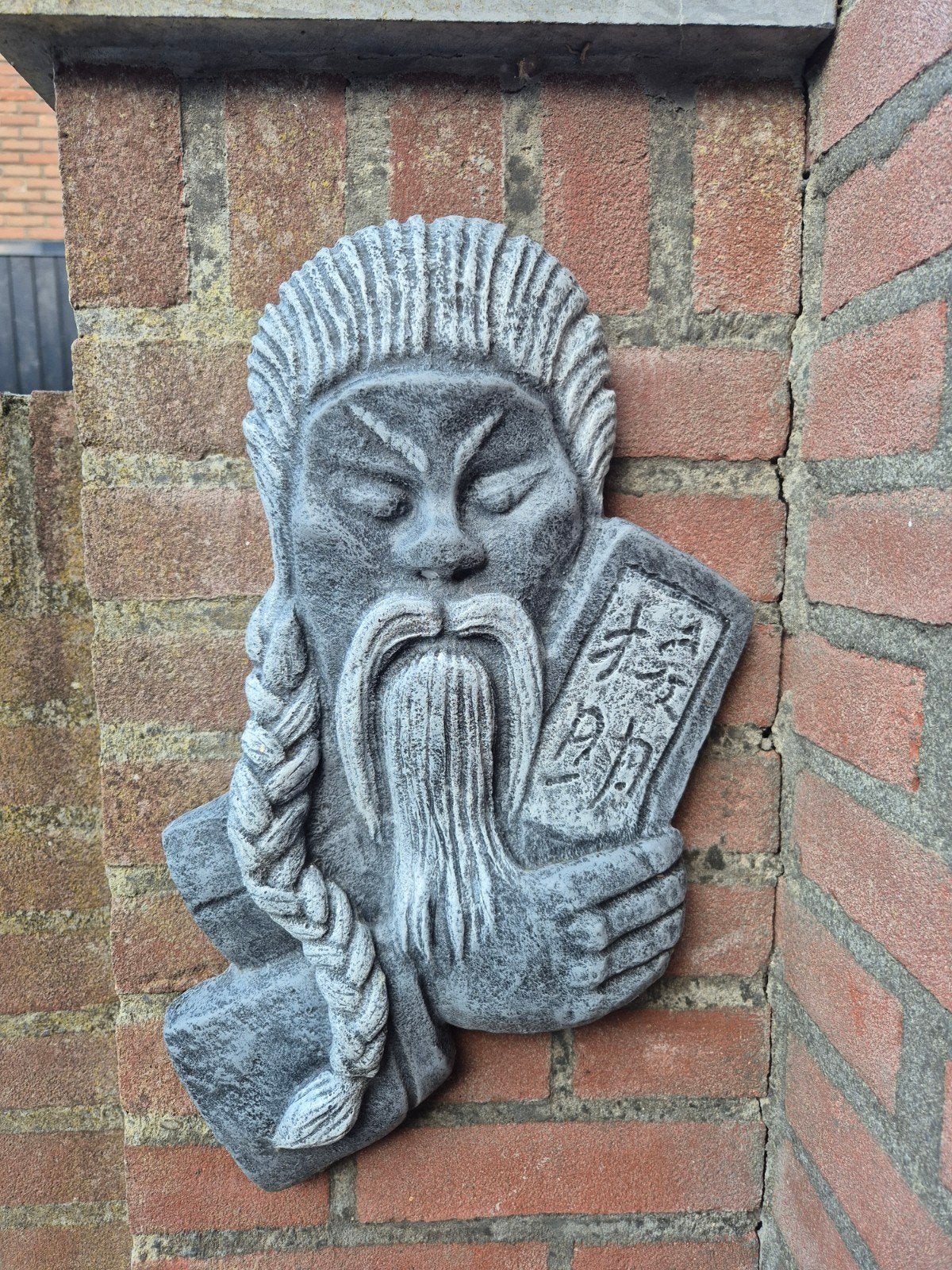 Oosterse Wanddecoratie: Wijze Man met Baard en Vlecht, Tuin en Terras, Ophalen