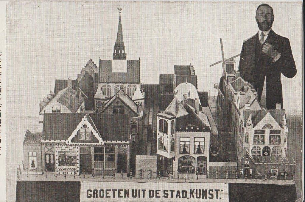 stad alkmaar kunst h jansen geniale vinding, Ophalen of Verzenden, 1920 tot 1940, Ongelopen, Overige thema's