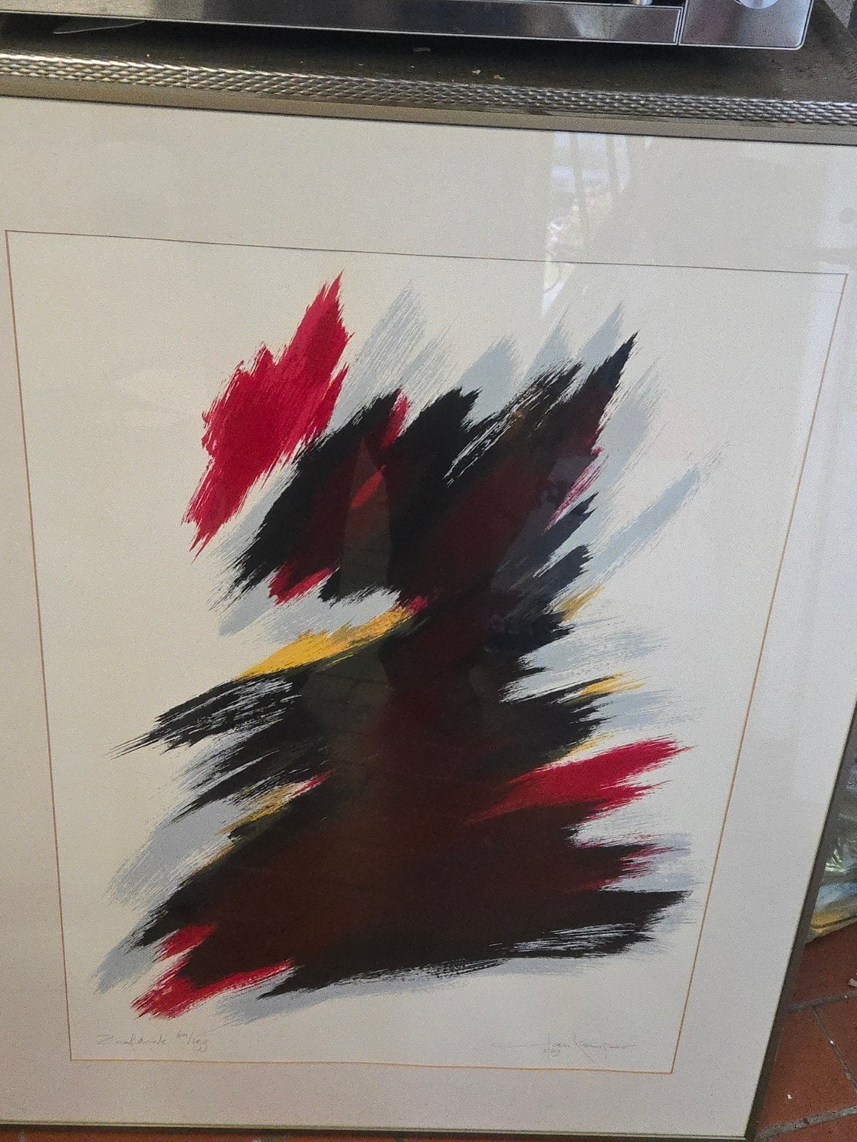 Abstracte Zeefdruk 'Zonsondergang' door Ton Kemper (1989), Antiek en Kunst, Gelimiteerde oplage, Ophalen, Abstract, Zeefdruk