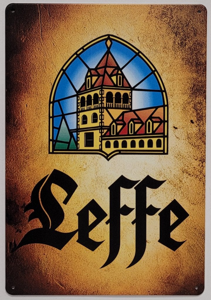 Leffe Bier old look reclamebord van metaal wandbord deco, Ophalen of Verzenden, Nieuw, Reclamebord, Plaat of Schild, Overige merken