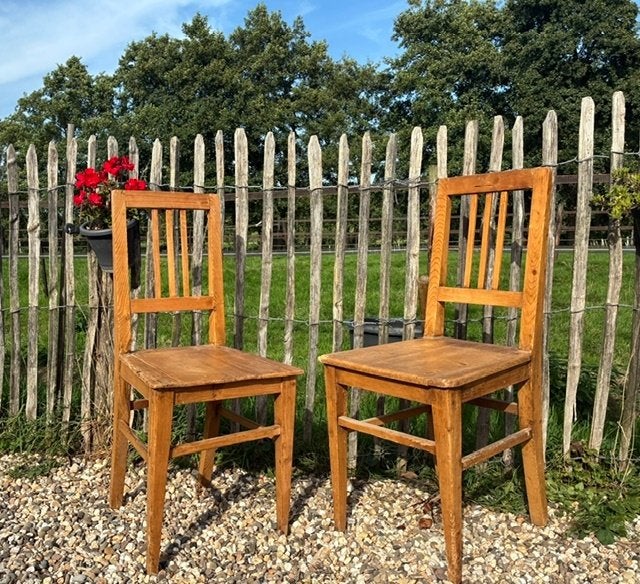 Echte vintage keukenstoelen (4), Ophalen, Gebruikt, Bruin, Vier