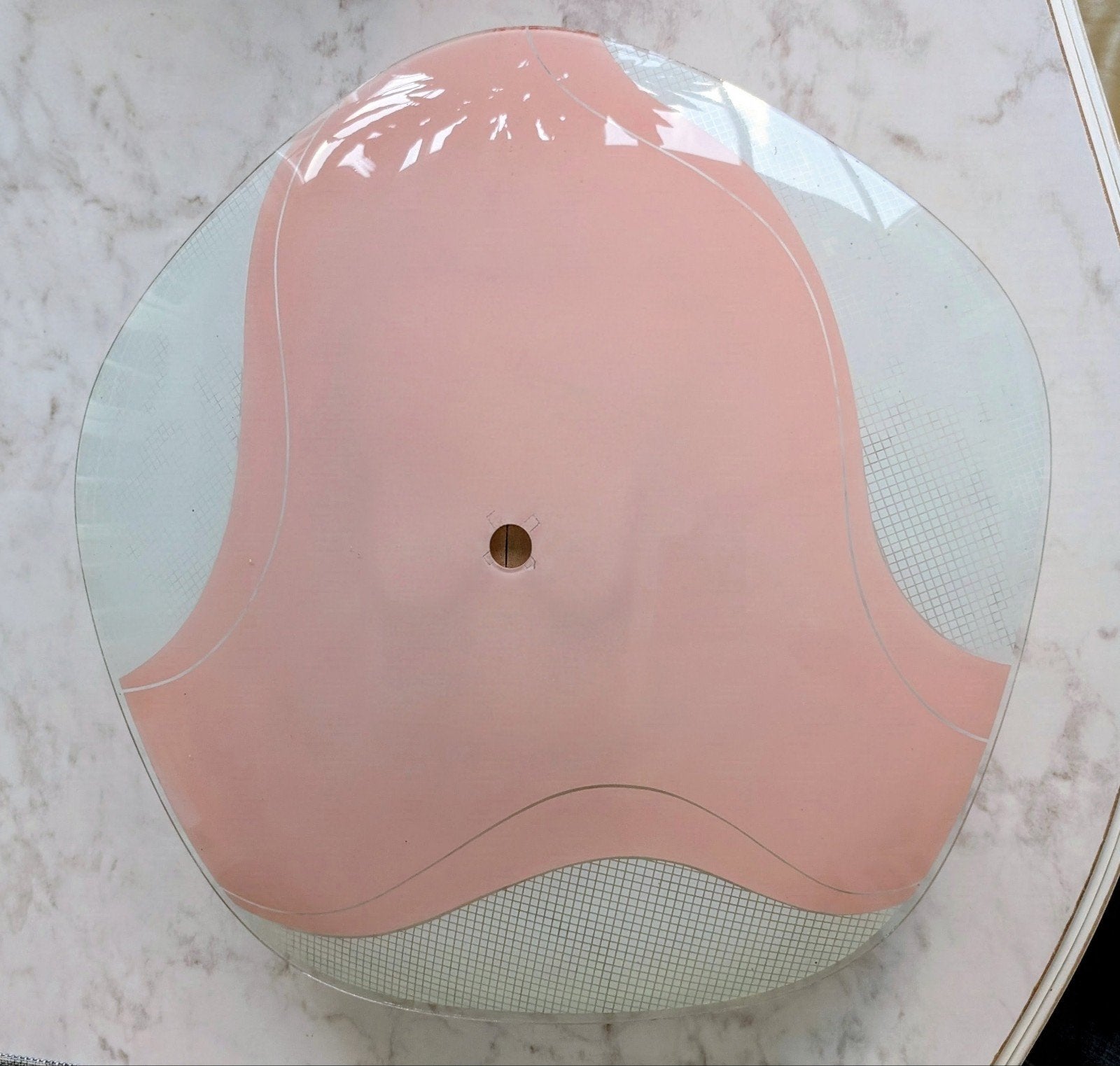 Vintage Plafondlamp Roze Glas 50 cm Doorsnede, Ophalen of Verzenden