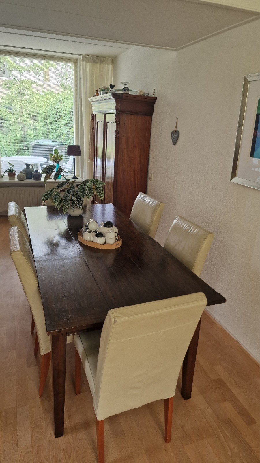 Robuuste massief houten eettafel, Gebruikt, Teakhout, 200 cm of meer, Landelijk