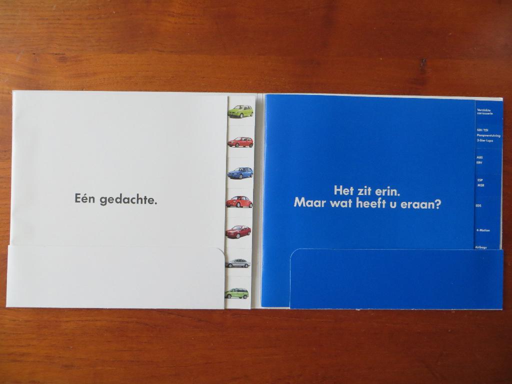 Volkswagen 2 folders: Eén gedachte / Het zit erin (feb 1999), Ophalen of Verzenden, Nieuw, Volkswagen