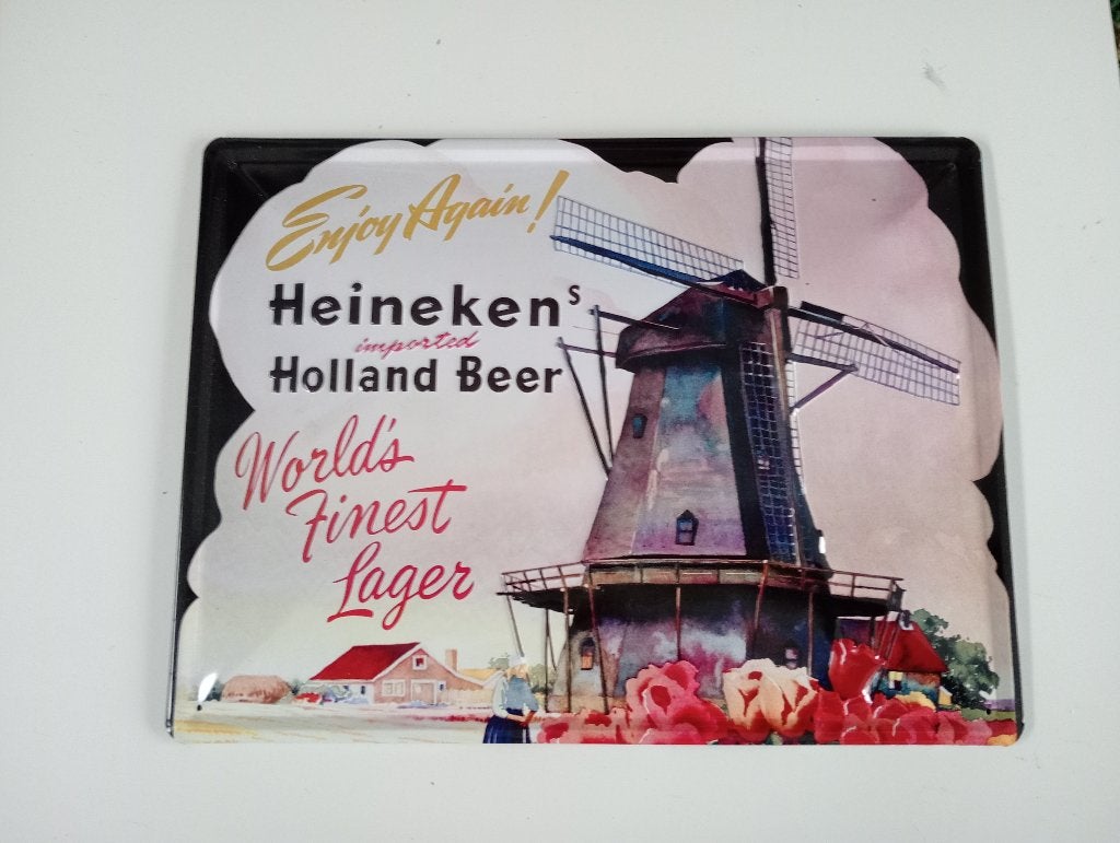 Heineken reclame bord met Molen, Verzamelen, Biermerken, Ophalen of Verzenden, Nieuw, Reclamebord, Plaat of Schild, Heineken