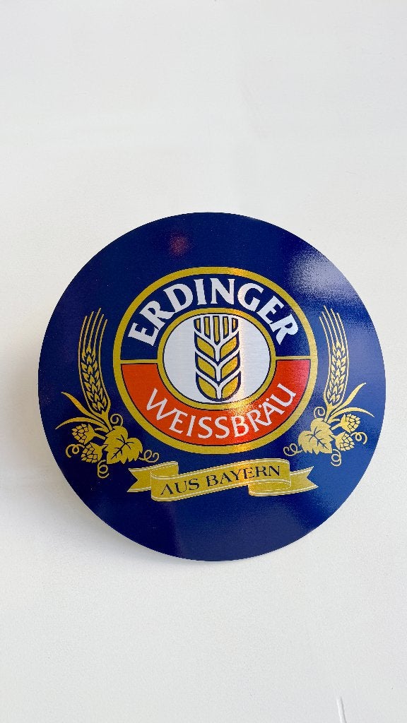 Reclamebord Erdinger Weissbräu Witbier logo, alu, 40x40cm, Ophalen of Verzenden, Nieuw, Reclamebord, Plaat of Schild, Overige merken
