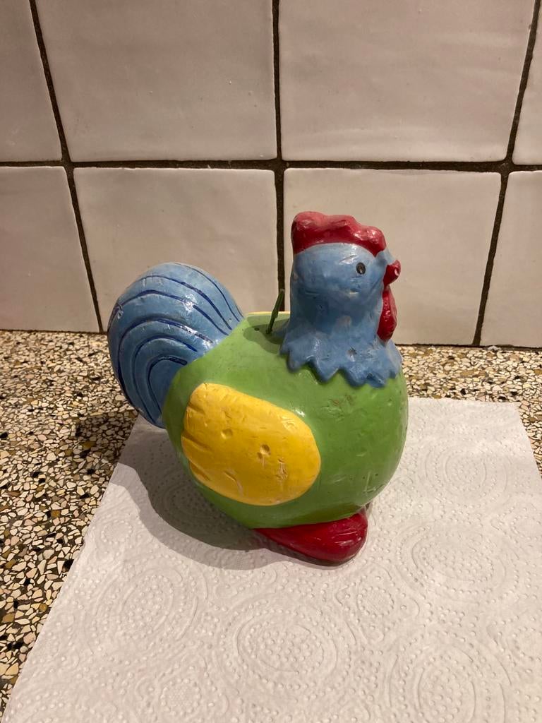 Vrolijke kippen kaars, Ophalen of Verzenden, Zo goed als nieuw, Overige materialen, Minder dan 25 cm