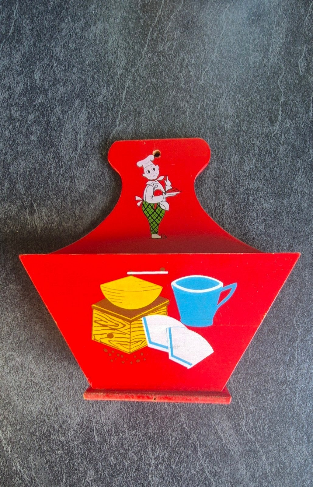 Vintage koffiefilterhouder, Overige typen, Ophalen of Verzenden, Hout, Rood