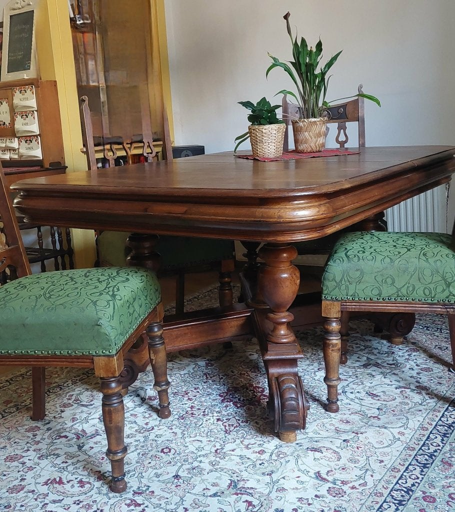 Antieke uitschuif eettafel tot  3.60m +4 bijpassende stoelen, Antiek en Kunst, Antiek | Meubels | Tafels, Ophalen