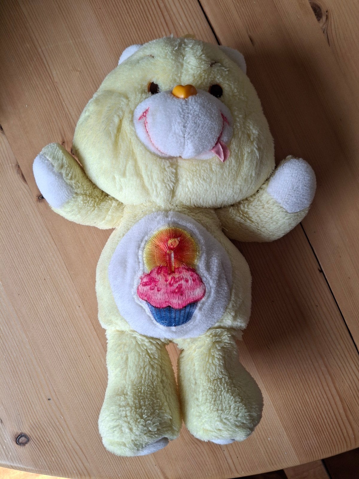 Gele Care Bear knuffel troetelbeer jaren 80 Kenner, Gebruikt, Overige merken, Beer, Ophalen of Verzenden
