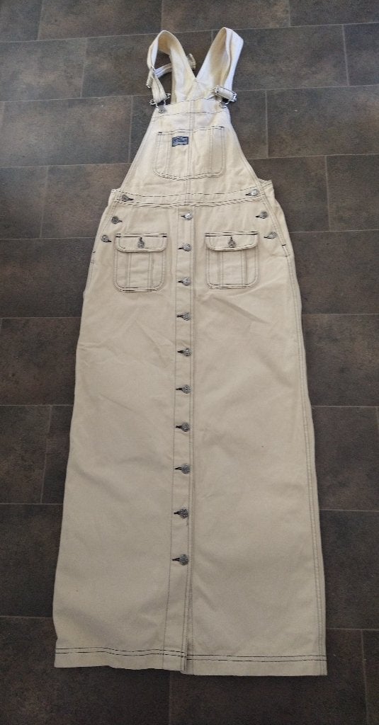 Creme kleurige jeansjurk maat S= EUR 36, Kleding | Dames, Jurken, Verzenden, Beige, Zo goed als nieuw, Maat 36 (S)
