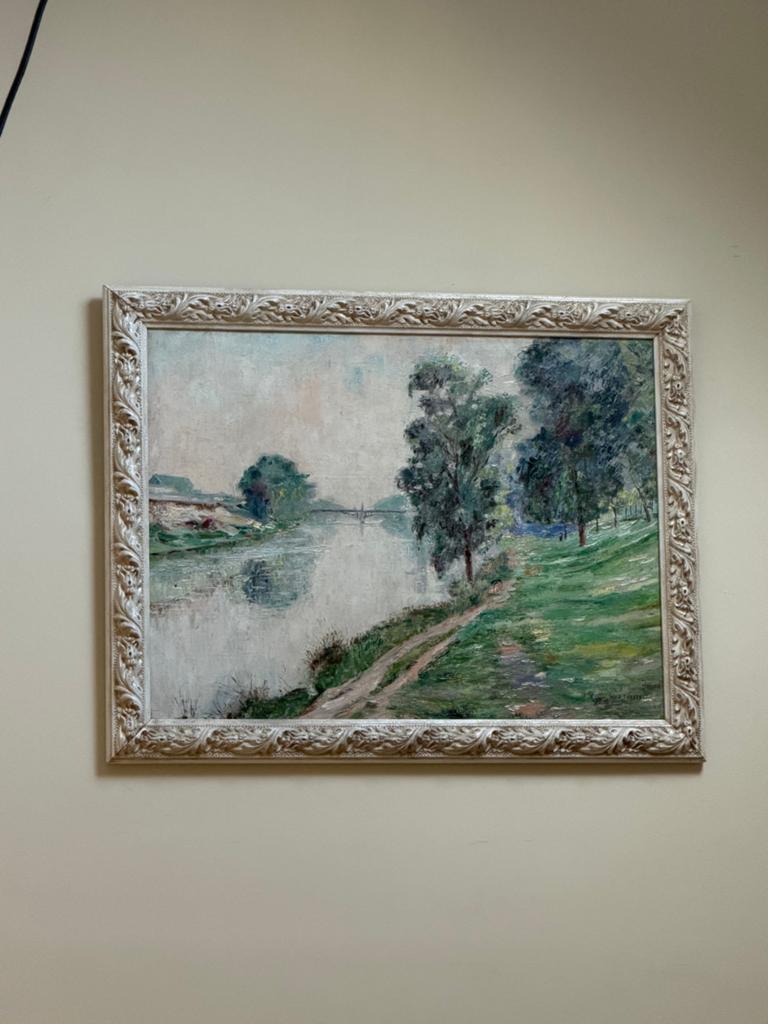 P. Thevenet – “La Seine à Paris” – Olieverf op doek, Antiek en Kunst, Kunst | Schilderijen | Klassiek, Ophalen of Verzenden