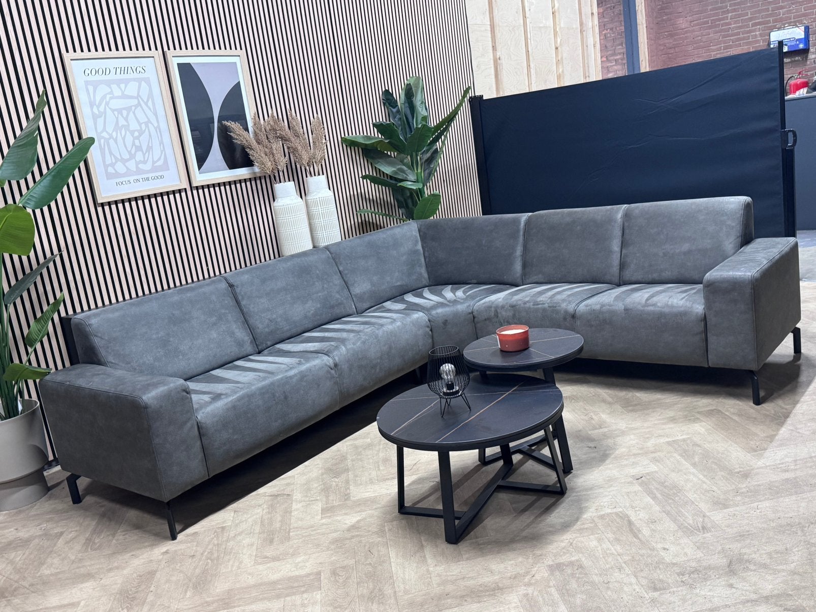 ZGAN Home Center Hoekbank Microleer - Antraciet - 270 x 240