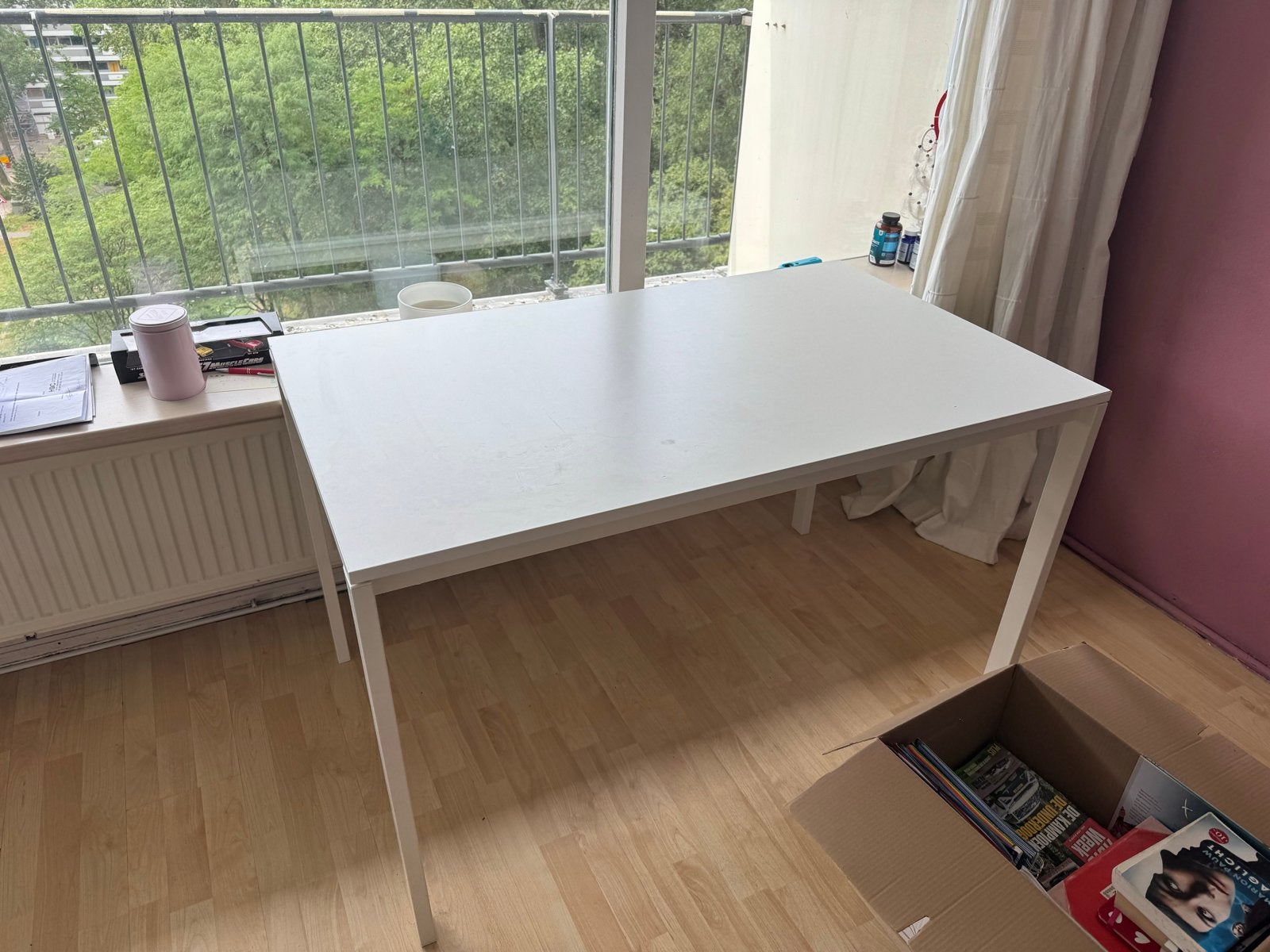 Witte tafel 125x75 cm, Huis en Inrichting, Tafels | Eettafels, Ophalen, Overige materialen, Gebruikt, 100 tot 150 cm
