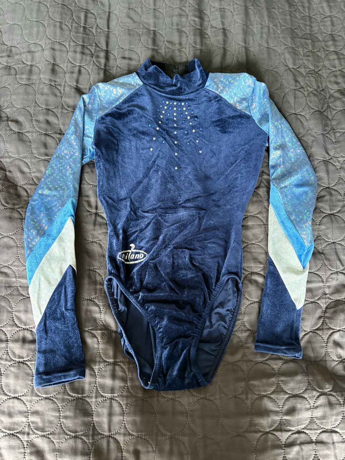 Milano turnpakje maat 152-164 (34) - Blauw met glitters, Blauw, Overige typen, Ophalen of Verzenden, Zo goed als nieuw