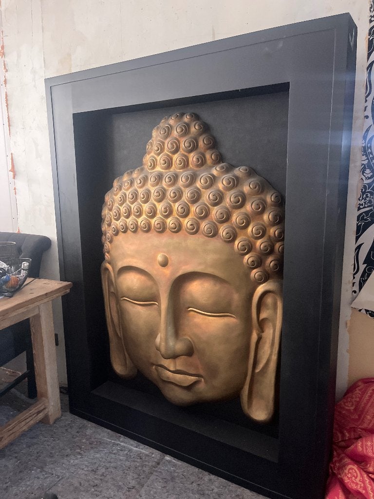 Buddha wanddecoratie, Ophalen, Zo goed als nieuw, Goud, Hout