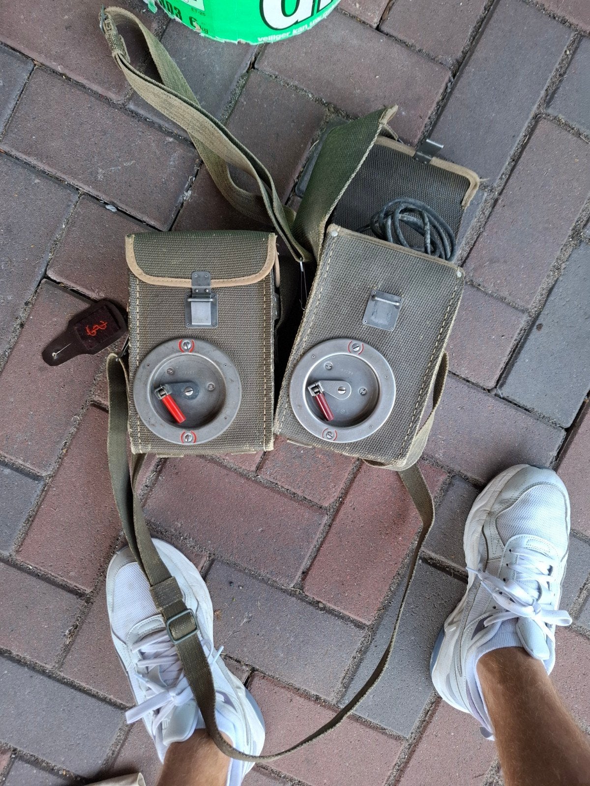 Vintage militaire veldtelefoon set met kabels, Ophalen of Verzenden