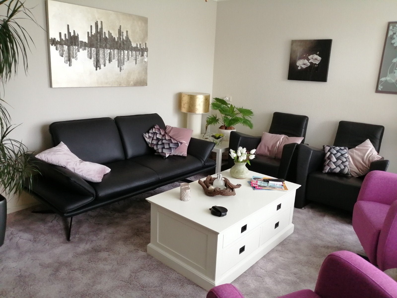 echt zwart leren bank 2,5 zits, Ophalen, Design, 150 tot 200 cm, Tweepersoons