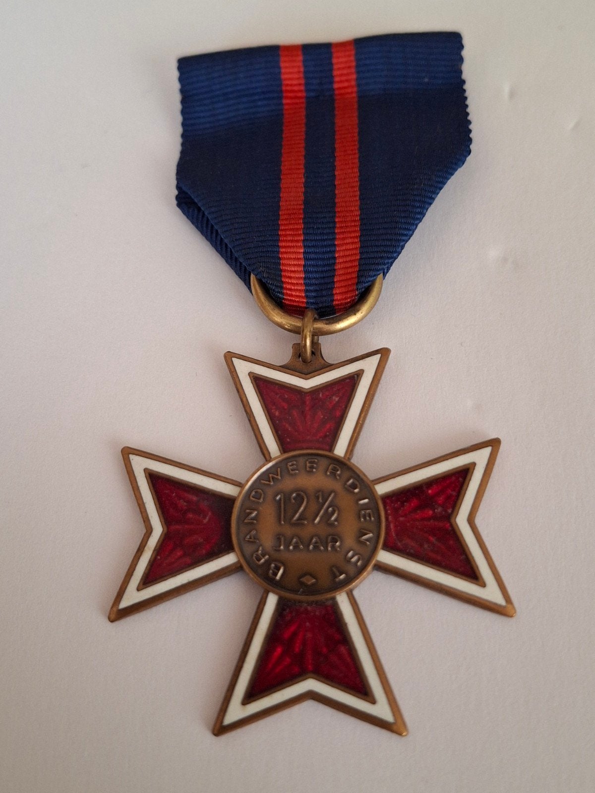 Medaille 12²½ jaar trouwe dienst Brandweer, Ophalen of Verzenden, Overige soorten, Nederland, Lintje, Medaille of Wings