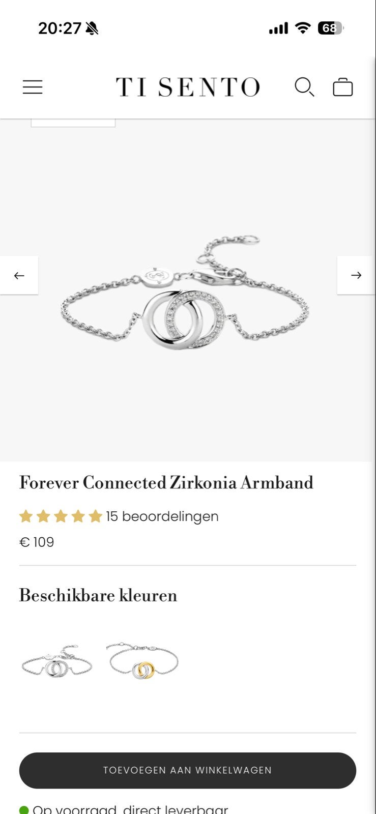 TI SENTO Forever Connected Zirkonia Armband Zilver, Ophalen of Verzenden, Nieuw, Zilver, Met kristal