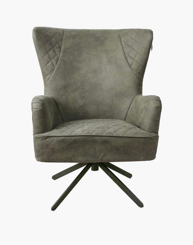 Moderne draaibare groene fauteuil, Huis en Inrichting, Fauteuils, Ophalen, 75 tot 100 cm, Zo goed als nieuw, 75 tot 100 cm