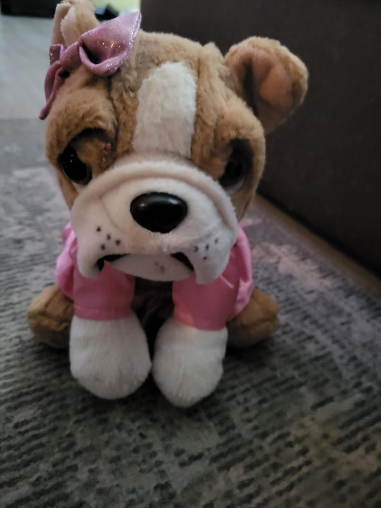 Franse Bulldog Knuffel - Schattig en Zacht, Zo goed als nieuw, Middelgroot (20 tot 80 cm), Met kleding of accessoire, Bruin