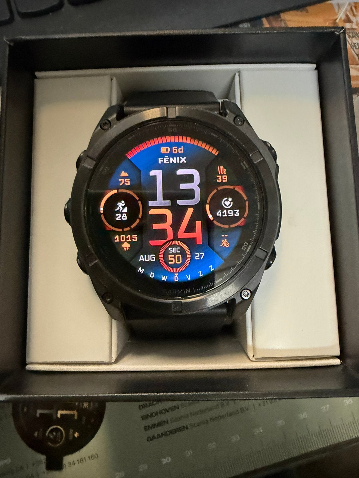Te koop Garmin Fenix  51 mm Amoled en Sapphire glas, Ophalen of Verzenden, Zo goed als nieuw, Zwart, Android