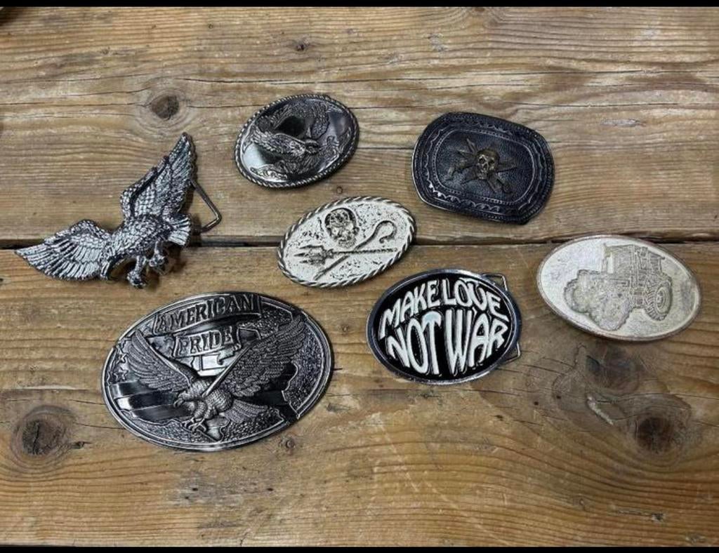 partij riem buckles - western belt buckles - biker buckles, Ophalen, Zo goed als nieuw, Staal