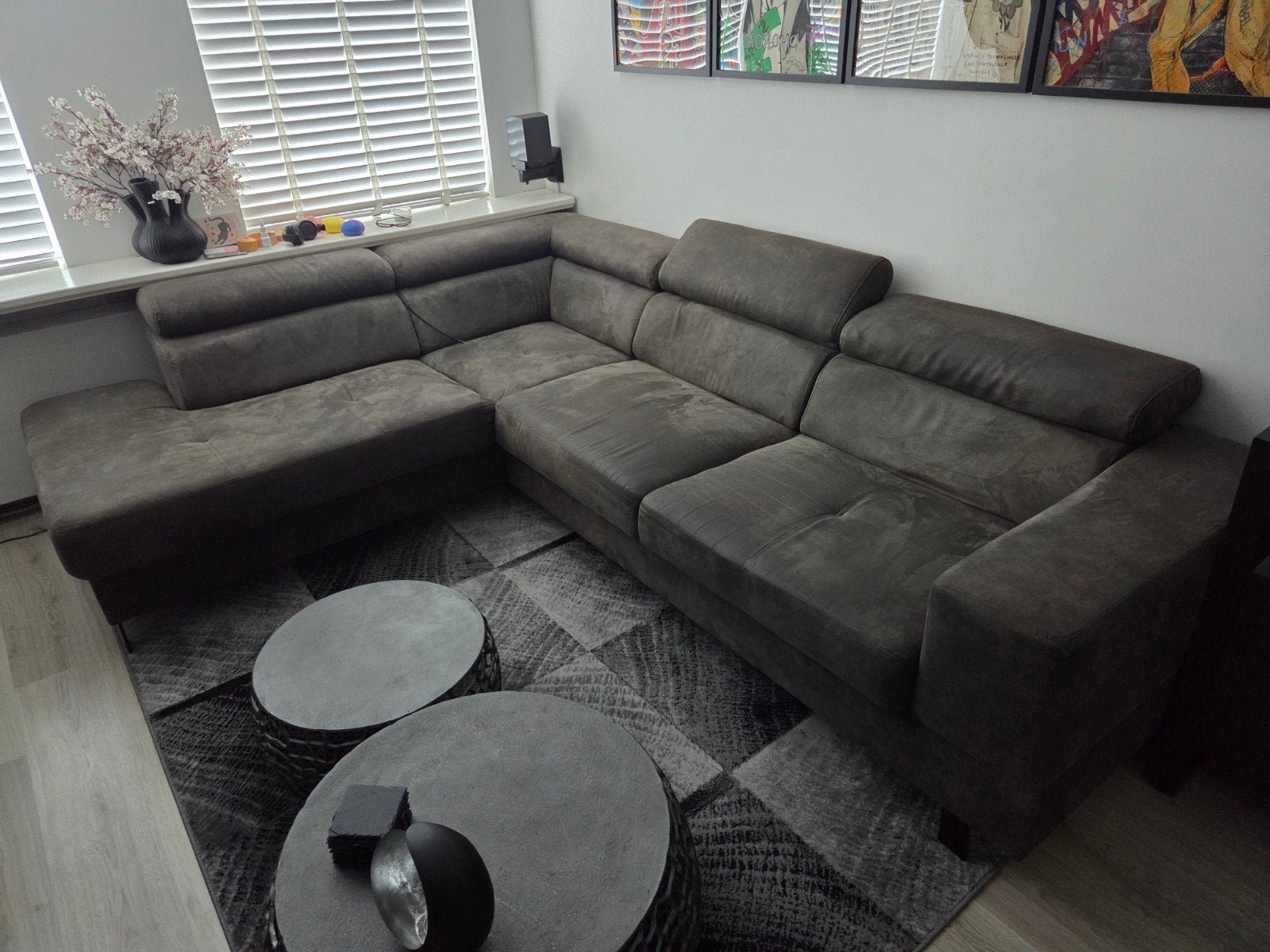 Grote hoekbank met verstelbare hoofdsteunen, Ophalen, Gebruikt, Stof, Modern, Comfortabel