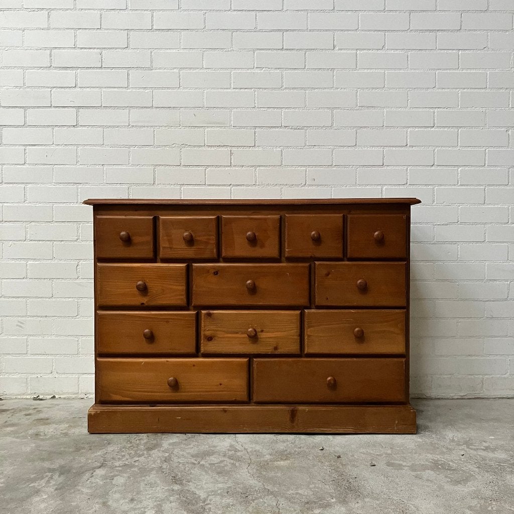 Vintage ladekast oude apothekerskast massief houten kast, Huis en Inrichting, Ophalen, Gebruikt, 5 laden of meer, Minder dan 100 cm